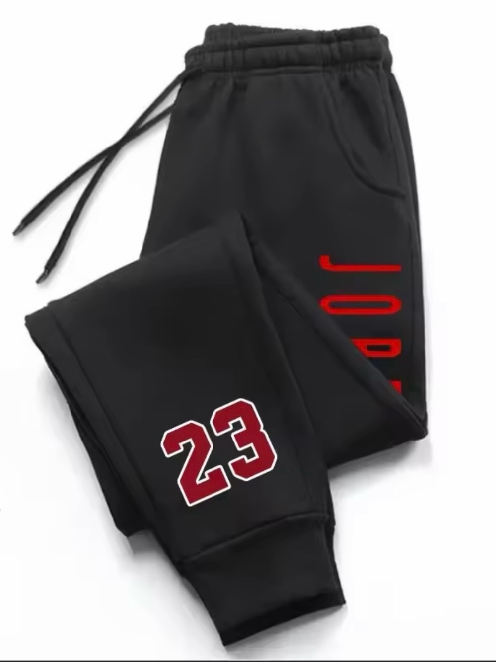 Men’s Black Jogger Sweatpants with Red '23' and Side Text